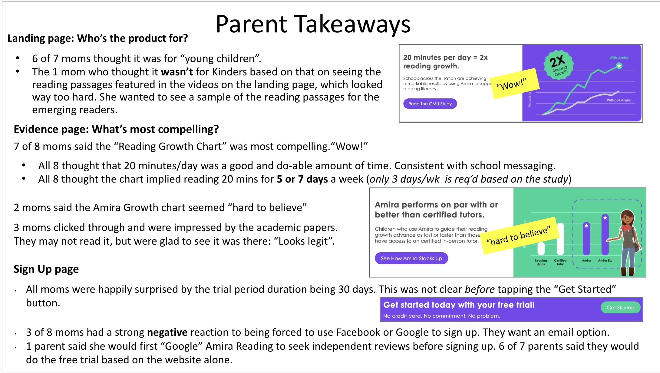 Parent takeaways from Amira learning sessions