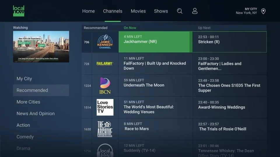 Local Now live guide experience