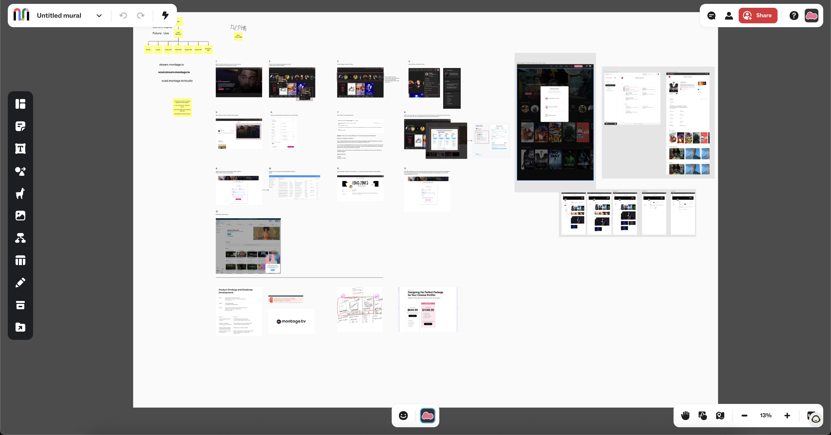 MontageCMS product process mural and workflow mapping