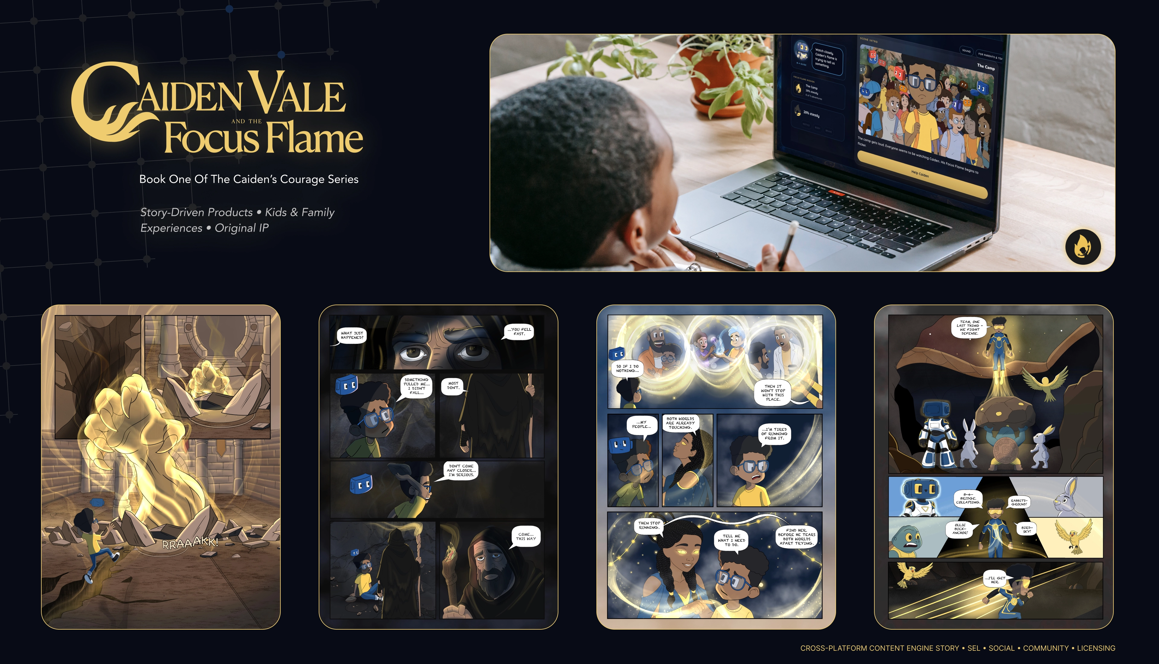 Caiden's Courage visual and creative direction — cinematic storytelling, character design, and brand system